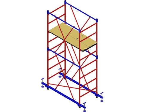 Вышка-тура МЕГА 2М высотой 3.3 м с колесами и винтовыми опорами